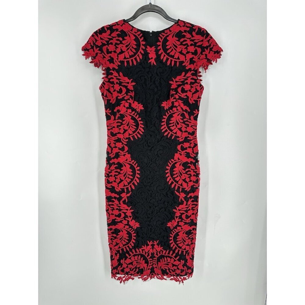Tadashi Shoji Mandarin Lace Overlay Dress Women’s 6 Read - Picture 1 of 7